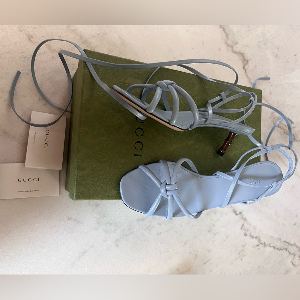 Gucci Women's Blue Strappy Sandals - Picture 4 of 12